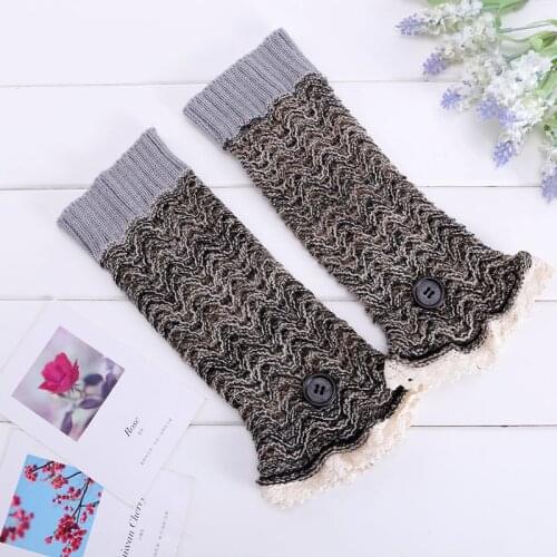 New Winter warm short Coffee knit Crochet Button Leg warmer for Women/female, Vogue Clothes Accessories boot Covers/cuffs LM105