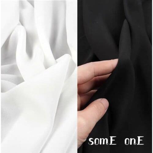 50x150cm Solid color Designer Chiffon Fabric Lace Tulle DIY Patchwork Dress Hanfu Stage Doll decor 100% nylon White and black