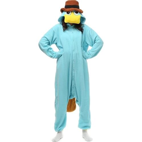 Perry the Platypus Kigurumi Pajamas Fleece XXL Onesie For Adults Women Cosplay Costume Monster One-Piece Pyjamas Animal Jumpsuit
