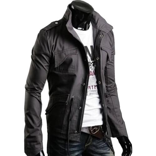 MwOiiOwM Casual outwear Mens Jacket Zip Coat Jacket M, L, XL, XXL Dark Gray, Black, Army Green free shipping 29