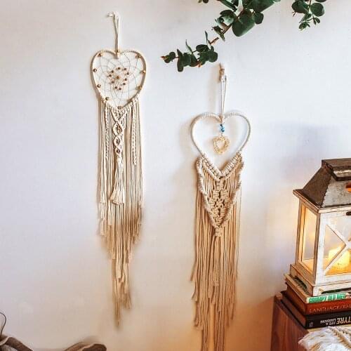 Heart Macrame Wall Hanging Boho Decor tapestry wall Macrame Dream Catchers Wedding Room Decoration Bohemian Wall Hanging