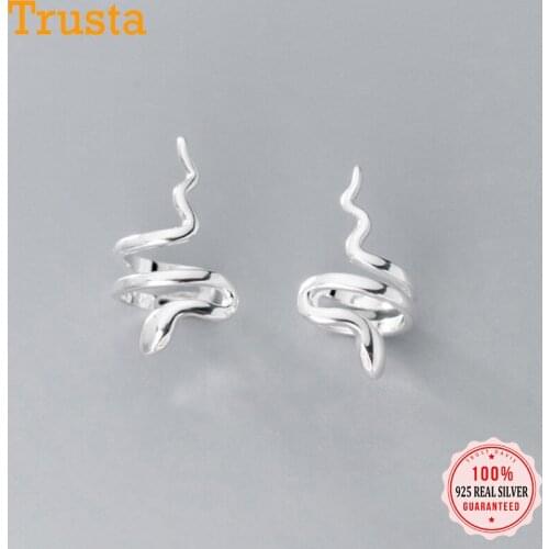 TrustDavis Real 925 Sterling Silver Snake Ear Cuff Clip On Earrings Women Fashion Girl Without Piercing Earings Jewelry DS1135