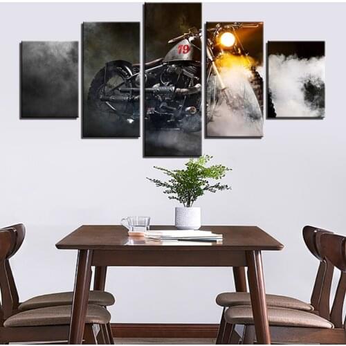 Nordic Canvas Painting HD Prints 5 Pieces Wall Art Motorcycle Poster Modular Creative Pictures Living Room Home Decoration Frame
