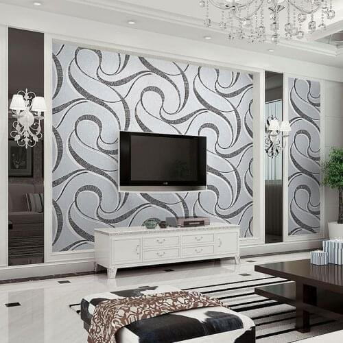 Modern Creative Abstract Geometric Wallpaper Fashion Curve 3D Stripes Non-Woven Wall Papers Roll Living Room TV Sofa Home Decor