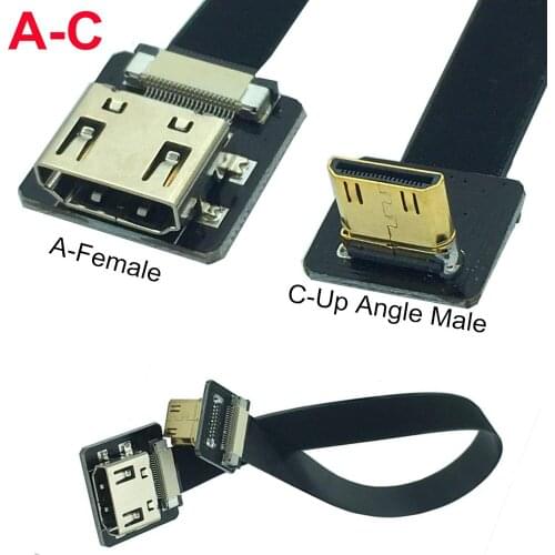 FPV aerial cable PTZ FPV dedicated HDMI A-C standard HDM A female to male upward bending soft cable