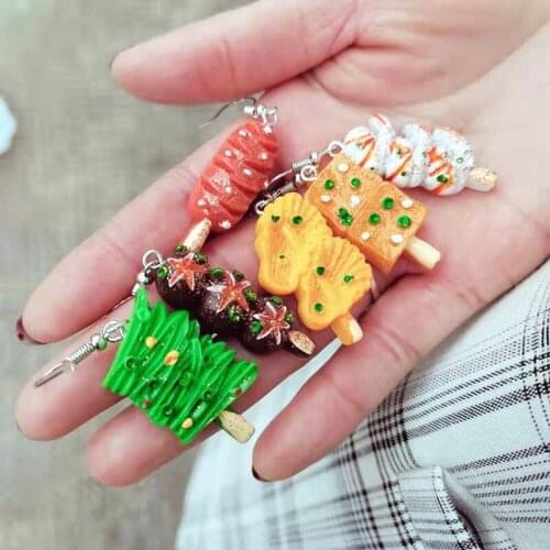 1Pair Kawaii Funny Barbecue Mushroom Drop Earrings For Women Girl Cute Personality Food Statement Earring Fashion Jewelry E350