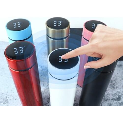 1PC thermos temperature display intelligent stainless steel vacuum coffee mug hot water cup leak-proof black technology