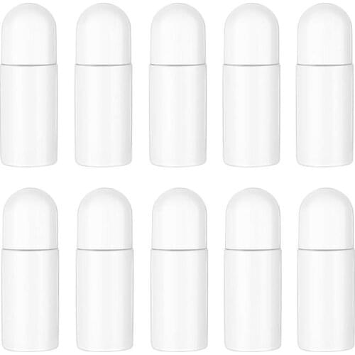 10pcs 50ML Plastic Roller Bottles for Oils Empty Roll on Bottles Leak-Proof DIY Deodorant Containers with Plastic Roller Ball