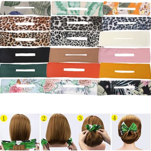2021 Trendy Deft Bun Hair Bands Women Summer Knotted Wire Headband Print Hairpin Braider Maker Easy To Use DIY Hair Accessories