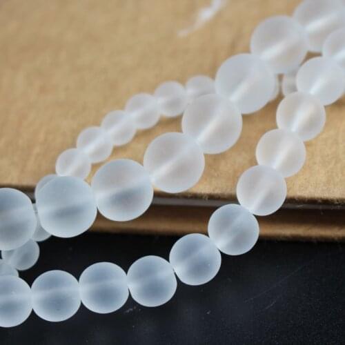 38cm/Strand 6 8 10mm Matt white Beads Glass Beads Round Fashion Jewelry accessoires For Bracelet Necklace Wholesale and Retail