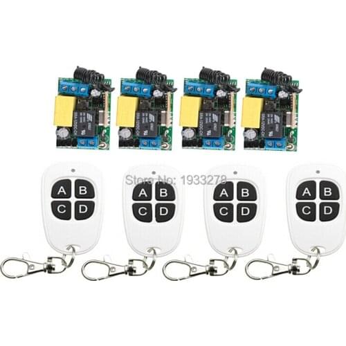 AC 220 V 1 CH Wireless remote control switch System fashion simple black-white remote control 4 Transmitter +4 Receiver