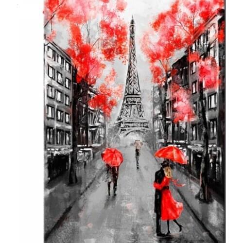 Diamond Painting Cross Stitch Paris Tower Diamond Embroidery Scenery Full Round picture of Rhinestone Mosaic Crafts