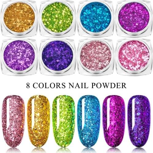 1 Box Holographic Nail Glitter Flakes Sparkly 3D Hexagon Colorful Sequins Spangles Polish Manicure Nails Art Decorations