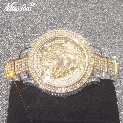 MISSFOX Fashion Watches Man 2021 New Hip Hop Tiger Head Dial AAA Hollow Men Quartz Watch Water Resistant Wedding Male Wristwatch