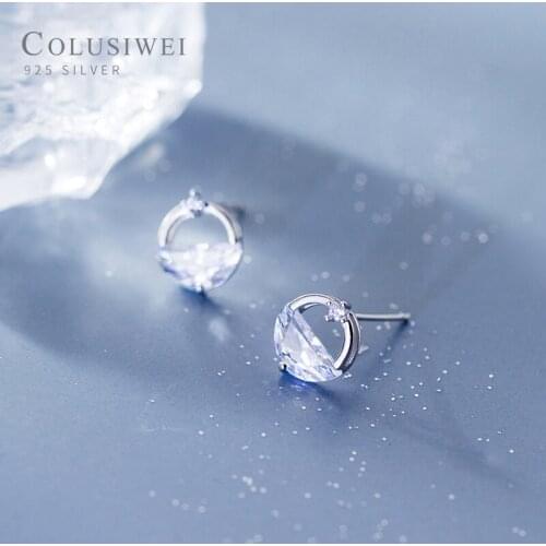 Colusiwei Luxury 925 Sterling Silver Sparkling Clear Spring Stud Earrings for Women Fashion Wedding Statement Earrings Jewelry