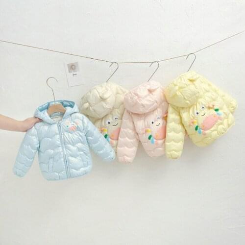 Autumn Winter Girls Coats Cute Cartoon Pattern Hooded Cotton Jackets for Kids 2021 Children Outerwear