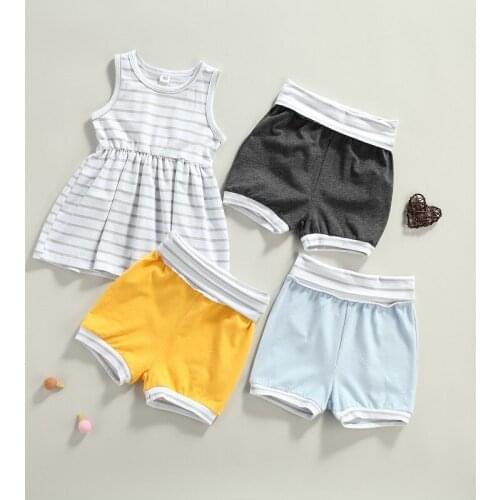 1-6Y Toddler Kids Baby Girl Sleeveless Striped Vest Tops High Waist Shorts Pant Bottom 2PCS Summer Clothes Set