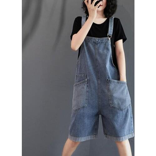 Large Size Loose Womens Jeans Jumpsuit 2021New Summer Cowboy Playsuits Sling Wide Legs Onesies Denim Shorts Female Tooling W770