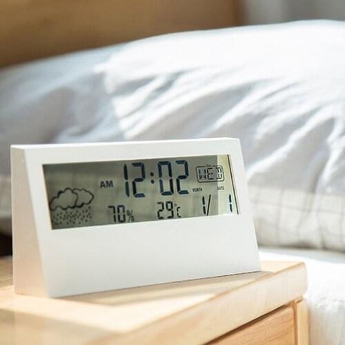 Electric Clocks White Light Electronic Display Electric Clocks for Bedroom Alarm/Temperature/Humidity R9JF