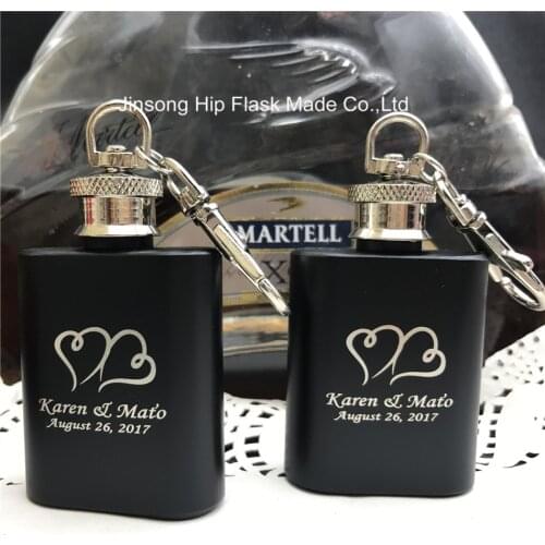20PCS Customized wedding favor of 1oz stainless steel hip flask with bride and groom name engraved free
