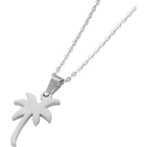 Stainless Steel Womens Earrings Necklace Set Coconut Tree Pattern High Quality Jewelry