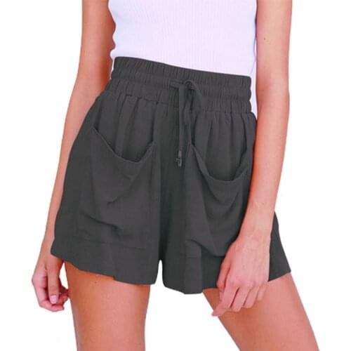 Summer Women Shorts High Waist Wide Leg Summer comfortable Solid Color Drawstring Shorts Women Drawstring Streetwear Shorts 2021