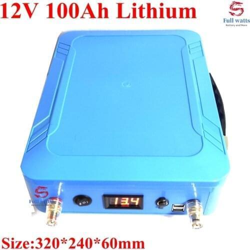 12V 100AH Lithium ion lipo li-ion Battery with Case BMS USB 5v LED light for solar EV Car Golf Cycling Electric Bicycle Part