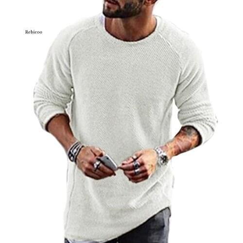Men Casual Solid Color Sweater Knitwear o Neck Long Sleeve Shirt Pullover Top New Chic Vintage