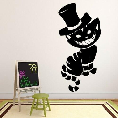 Cute Cat Wall Decal Alice in Wonderland Fairy Tale Art Mural Vinyl Window Stickers Kids Bedroom Nursery Interior Decor M868