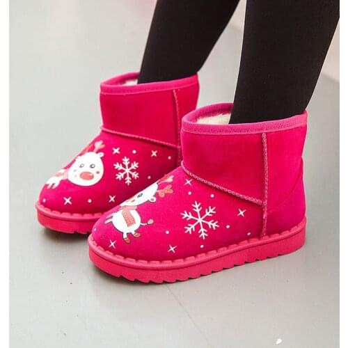 Winter New Childrens Snow Boots Warm Cartoon Fashion Kids Casual Snow Boots Fur High Quality Children Ankle Flat Boots