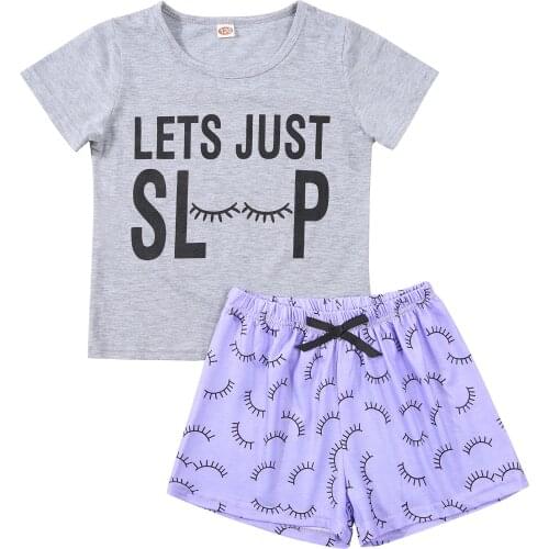 Toddler Baby Girls 2Pcs Sleepwear Casual Set Short Sleeve Cartoon Print Round Neck T-Shirts Elastic Shorts Summer Set Loungewear