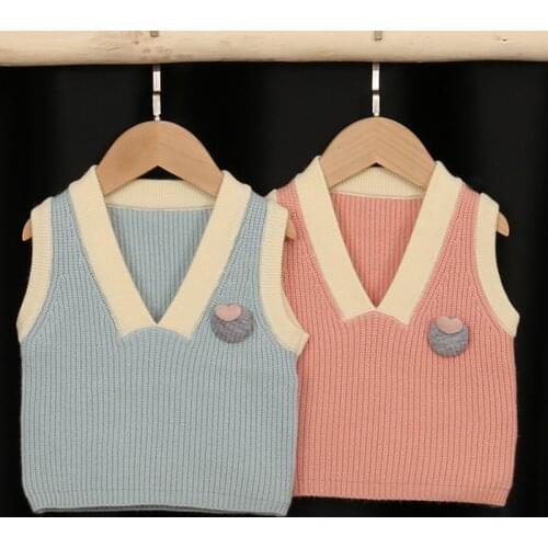 Baby Girls Boys Autumn Knitted Vest Children Outwear School Style Sleeveless Pure Color Sweater 2021 New Jacket Fashion Tops