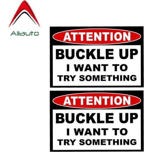 Aliauto 2 X Warning Car Stickers Buckle Up Accessories PVC Decal for Mustang Renault Megane 2 Suzuki Swift Tiguan,11cm*7cm