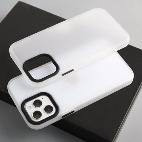 Transparent Matte Frame Phone Case For iPhone 13 1211Pro Max Mini Shockproof Bumper Hard PC Back Cover For iPhone 13 12 Shell