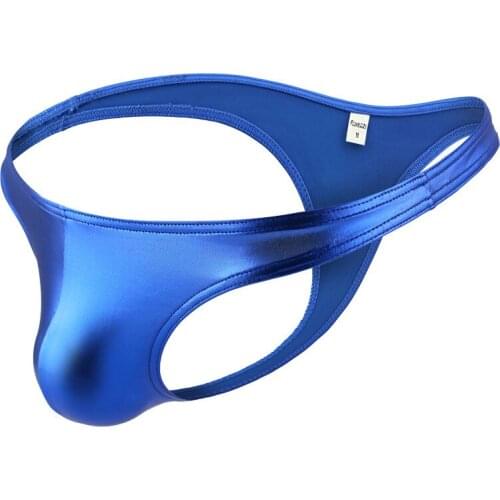 Sexy Gay Underwear Men Briefs Shorts Faux Leather Panties Man Solid Low-rise U Convex Pouch Underpants Cueca calzoncillo S-XL