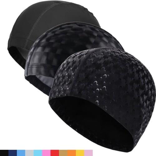 Men Women PU Coating Fabric Swim Cap Crystal Swim Pool Protect Ears Long Hair Adults Waterproof Swimming Bathing Caps Diving Hat