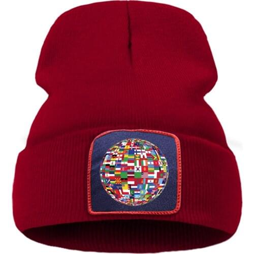 Earth National Flag Fashion Printed Unisex Cap Cartoon Warm Winter Caps Solid Color Simple Knitted Caps Creative Quality Cap