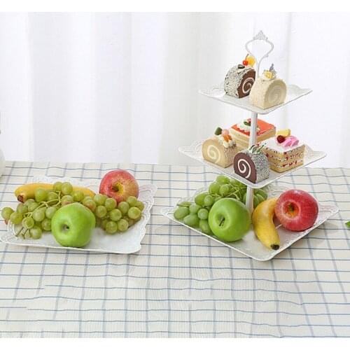 94PF Cupcake Stand Three Layers Square Round Shape Optional Macaroon Tower Stand Practical and Popular Cake Display