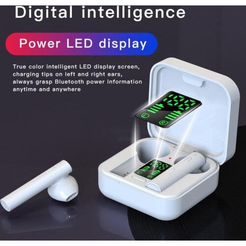 LED Display Bluetooth 5.0 TWS Wireless Headphones HiFi Earphones Noise Cancelling Waterproof Earphones with Solar Charging