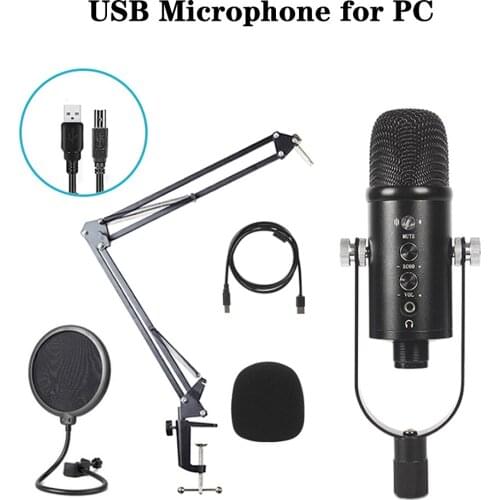 USB Microphone for Computer BM-86 Condenser Microphone Sound Card PC Live Streaming Bracket Recording Microphone