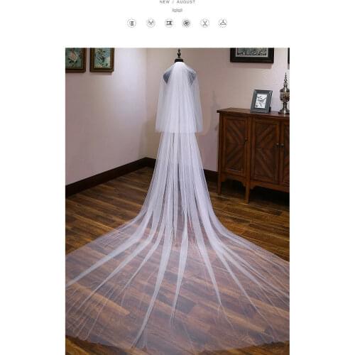 High Quality veils Vintage Sheer Wedding Bridal Veil 2 Layer White Ivory black Champagne vail+Comb Cathedral 1.5m 2m 3m 3.5m 5m
