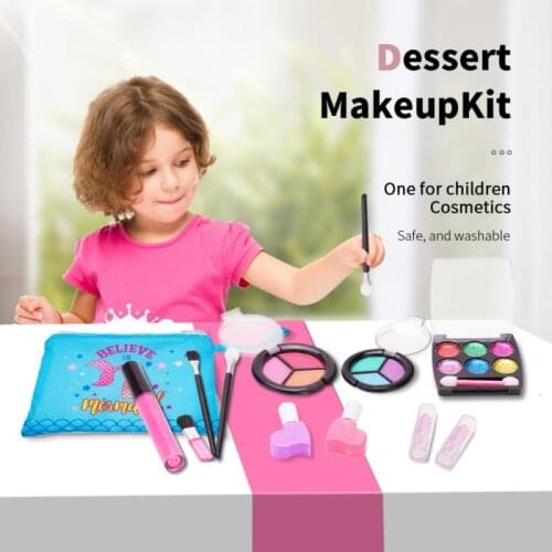 1 Set Make Up Toys For Baby Girls Washable Eyeshadow Lipstick Blush Princess Dress Up Pretend Play Party Toys Hair Style TSLM1