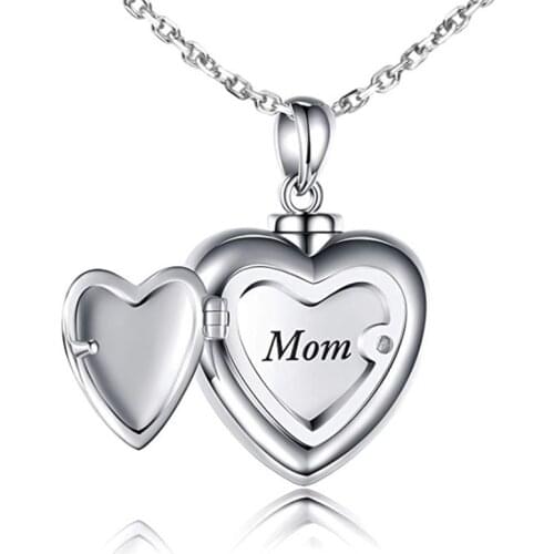 1 pcs Heart Shaped Cremation Urn Necklace for Ashes Urn Jewelry Mom Memorial Pendant Necklaces