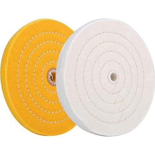 2 Sets of Polishing Cloth Wheels 8 Inches 20 cm, Suitable for Bench Grinder-White + Yellow Retail