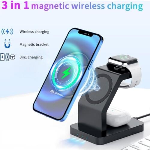 3 in 1 Wireless Charger 15W Mangetic Fast Charging for iPhone 12 pro max 12mini Smasung Wireless Charger for Airpods Apple watch