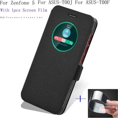 5.0inch Smart View Window Shell For ASUS Zenfone 5 for ASUS-T00F Case Cover flip PU Leather for ASUS-T00J phone cases back cover