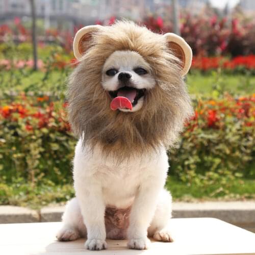 Lion Mane Wig for Dog and Cat Costume Lion Mane for Cats Halloween Christmas Party Fancy Hair Cap Small Pet Clothes Accessories