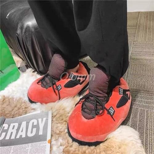 Basketball Sneaker Slippers Men/Women Winter Warm Slippers House Floor Indoor Funny Slides Slippers For Women Winter Slippers