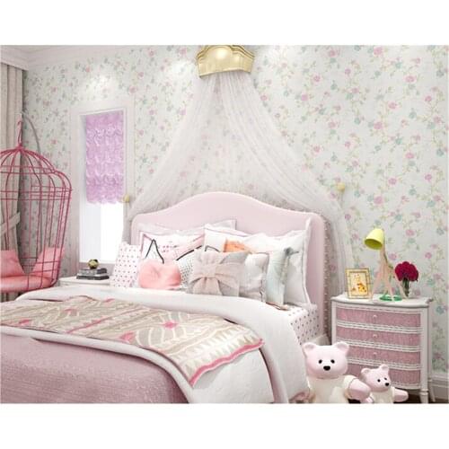 Beibehang Pure non woven wallpaper fresh Korean style small floral wall paper bedroom living room children 's room papier peint