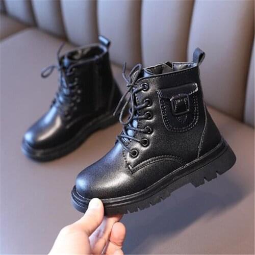 Girls Martin Boots 2020 New Baby Winter British Style Childrens Thin Fleece Short Boots Boys Cotton Shoe